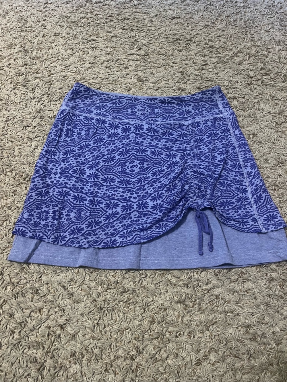 Purple Athleta Patterned Drawstring Layered Skirt